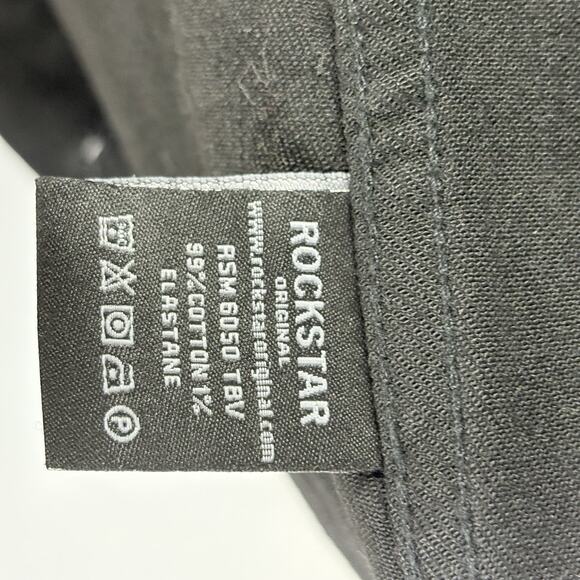 Rockstar Original Denim Jacket Faux Fur Spell Out Black Red Size M - Picture 8 of 8